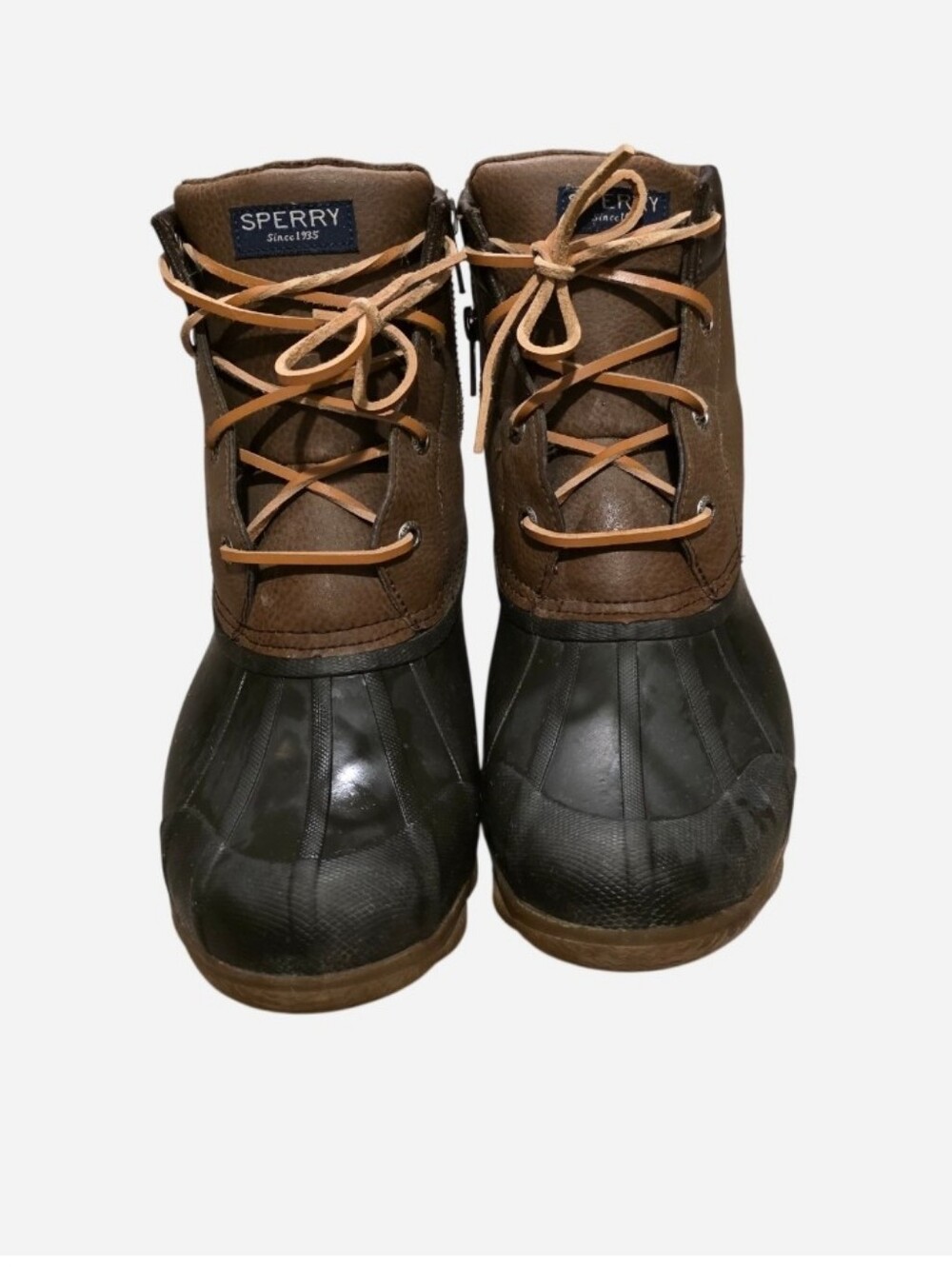 Sperry Brown and Black Waterproof Leather Duck Boots - Picture 2 of 5